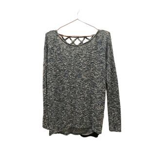 Daytrip blue and white knit sweater with cross cross detail size small